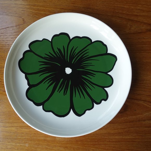 Eläköön Elämä serving green floral plate platter 32 cm retro vibe - Picture 12 of 13